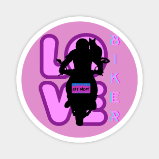 BIKER AND BEST CAT MOM MOTORCYCLE RIDER PURPLE Magnet